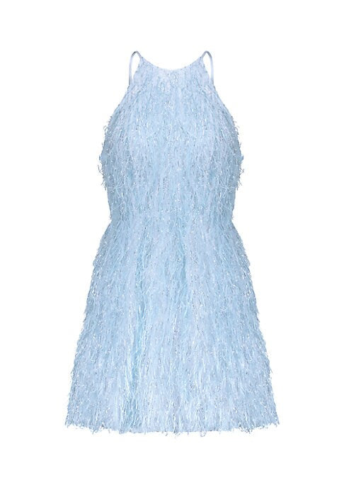 Metallic Feather A-Line Dress