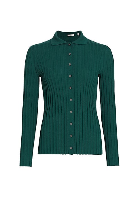 Retro Ribbed Button Top