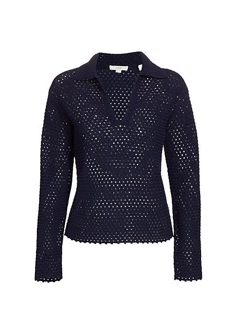 Pointelle Polo Sweater