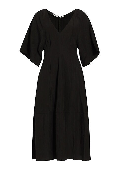 V-Neck Elegance Midi Dress