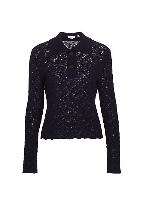 Lace Knit Polo Sweater