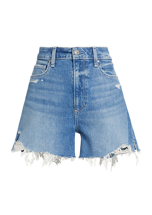 Distressed High-Rise Denim Shorts