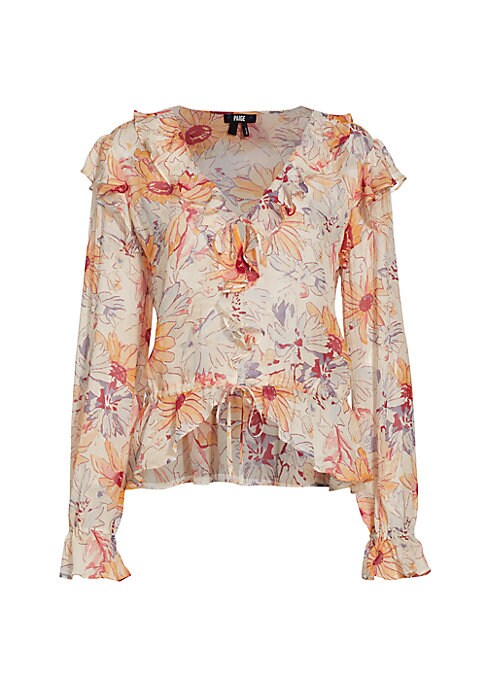 Floral Ruffle Silk Top