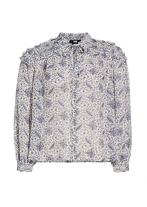 Floral Ruffle Silk Blouse