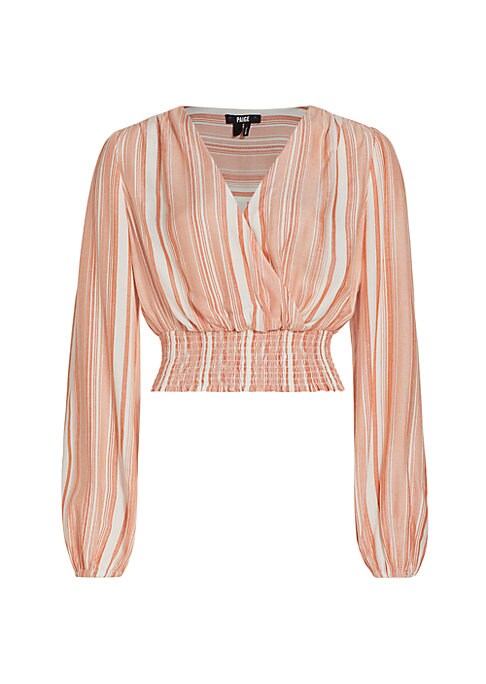 Striped Faux-Wrap Top
