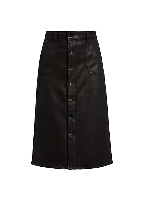 Coated A-Line Denim Skirt