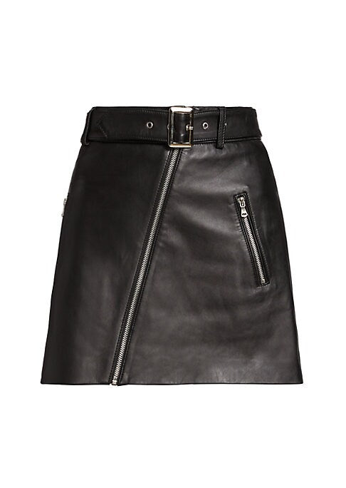 Asymmetric Leather Mini Skirt