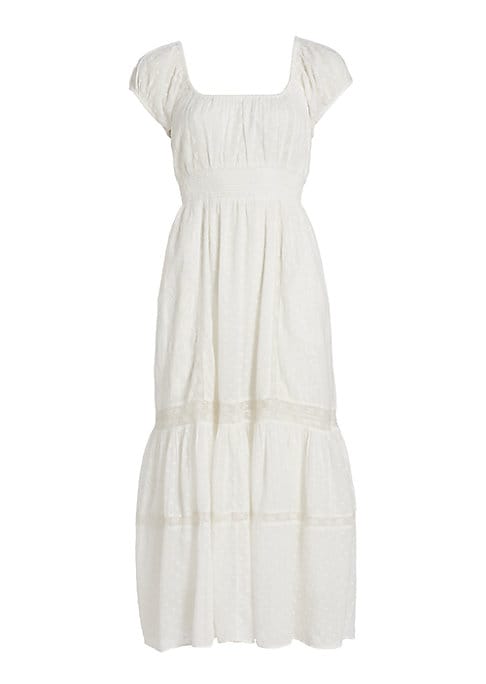Embroidered Puff Midi Dress