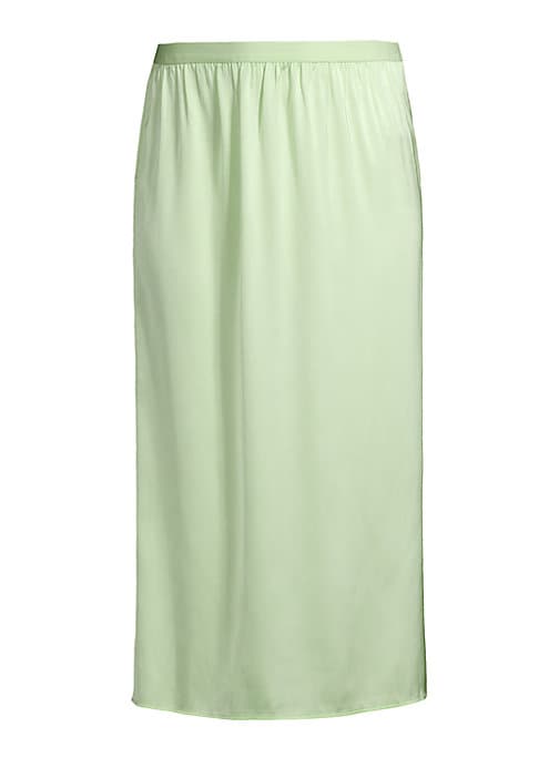 Satin Side-Slit Midi Skirt