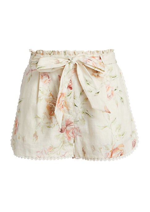 Floral Ruffle Linen Shorts