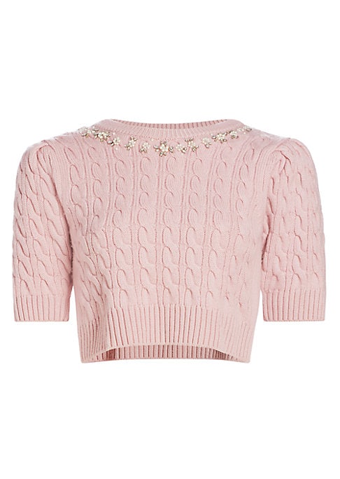 Floral Embellished Crop Sweater