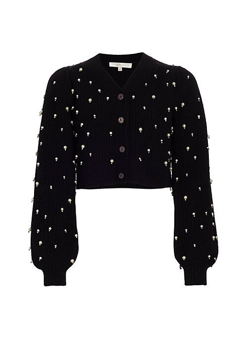 Luxe Pearl-Embellished Cardigan