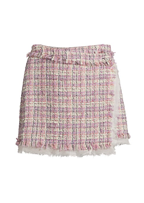 Fringed Tweed Wrap Skirt