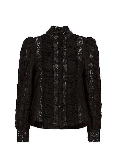 Lustrous Lace Puff Top
