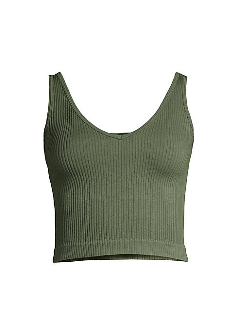 Ribbed V-Neck Crop Top
