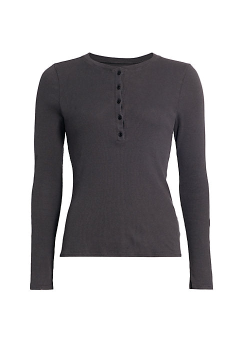 Cotton Crewneck Henley Top