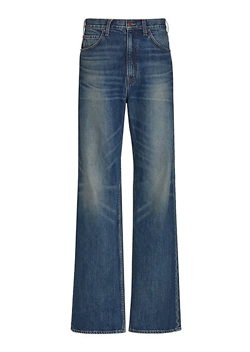 Whiskered High-Rise Denim