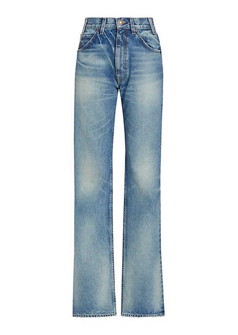 Whiskered Straight-Leg Denim