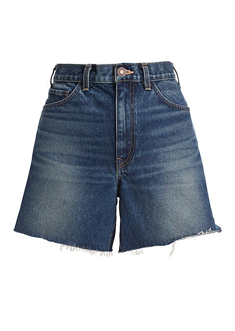 Raw Edge High-Waisted Shorts