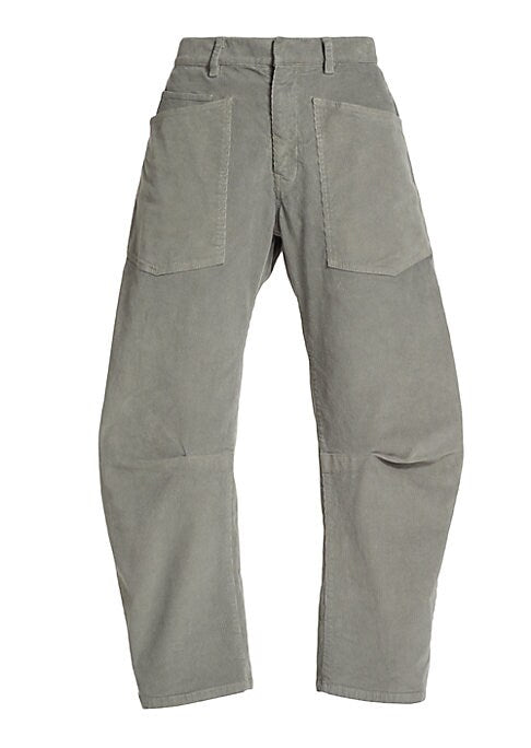 Cropped Corduroy Cargo Trousers