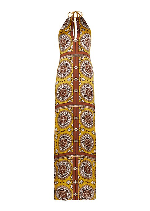 Geometric Silk Maxi Dress