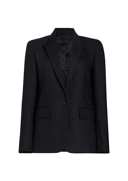 Pinstriped Wool Blazer