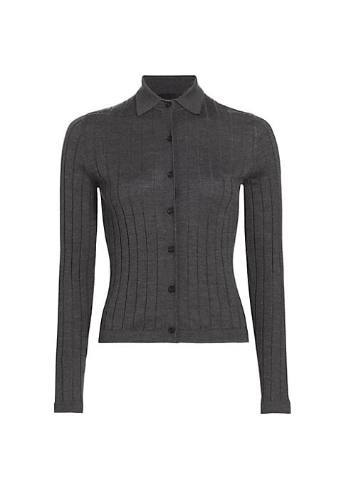 Silk Blend Polo Cardigan