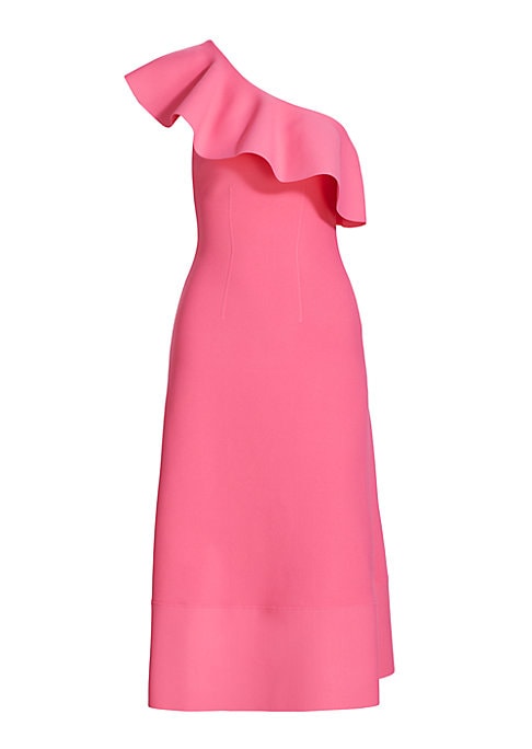 Asymmetric Ruffle Midi Gown