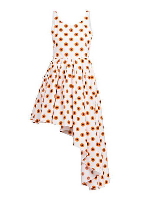 Draped Polka-Dot Dress