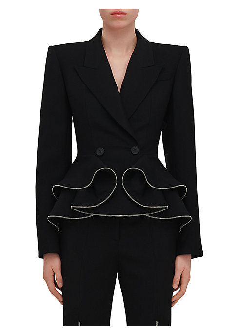 Ruffled Elegance Blazer