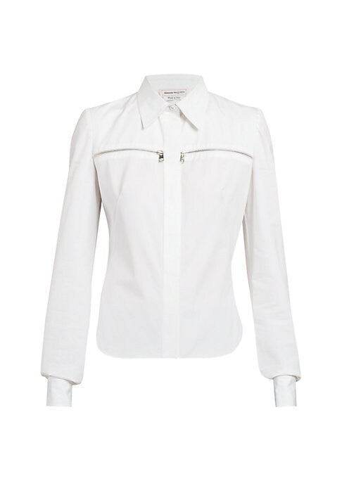 Chic Zip Poplin Top