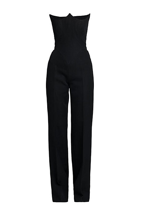Corset-Style Wool Jumpsuit