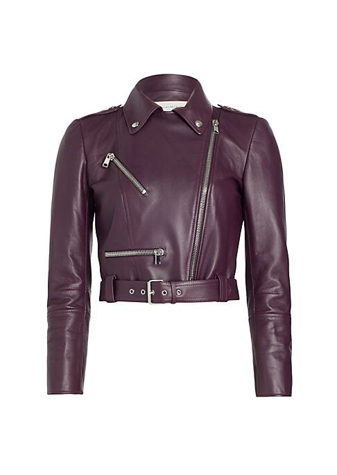 Cropped Leather Moto Jacket