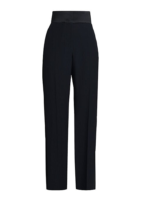 Satin-Waist Flowy Trousers