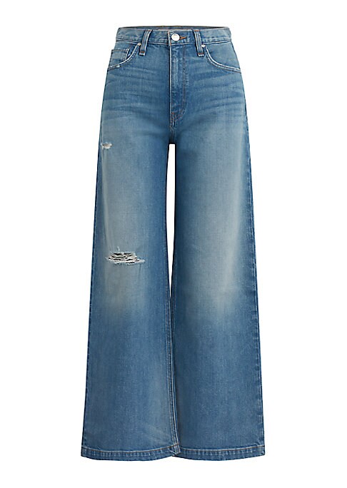 Retro Wide-Leg Distressed Denim