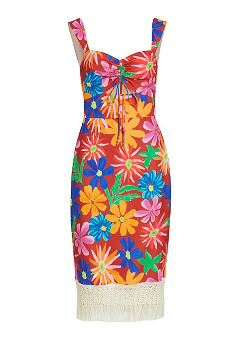 Floral Fringe Midi Dress