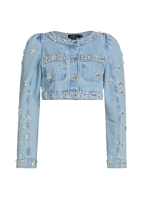Beaded Denim Crop Jacket