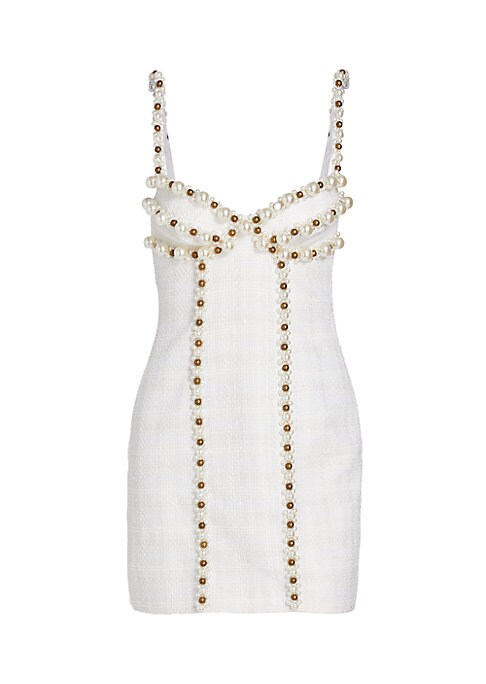 Pearl-Embellished Tweed Dress