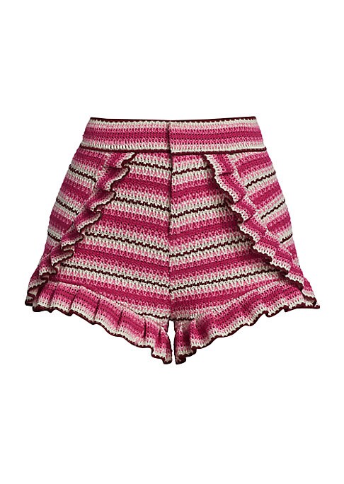 Ruffled Stripe Crochet Shorts