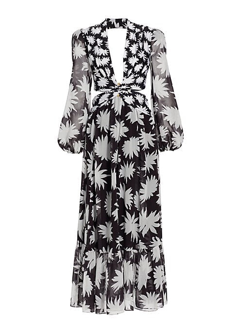 Floral Chiffon Cut-Out Dress