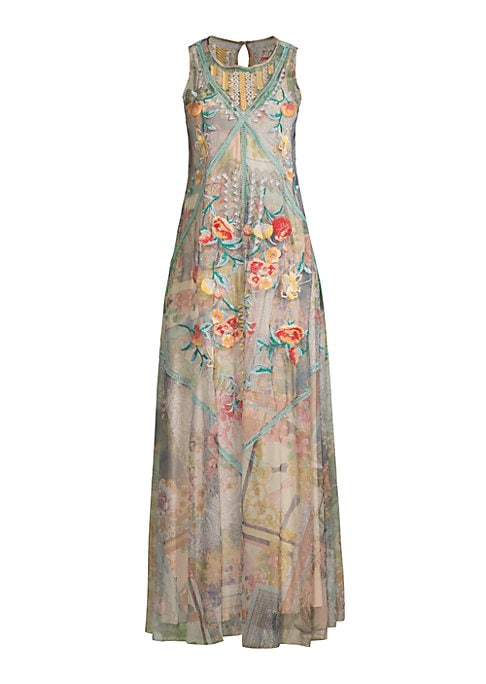 Floral Mesh Maxi Dress