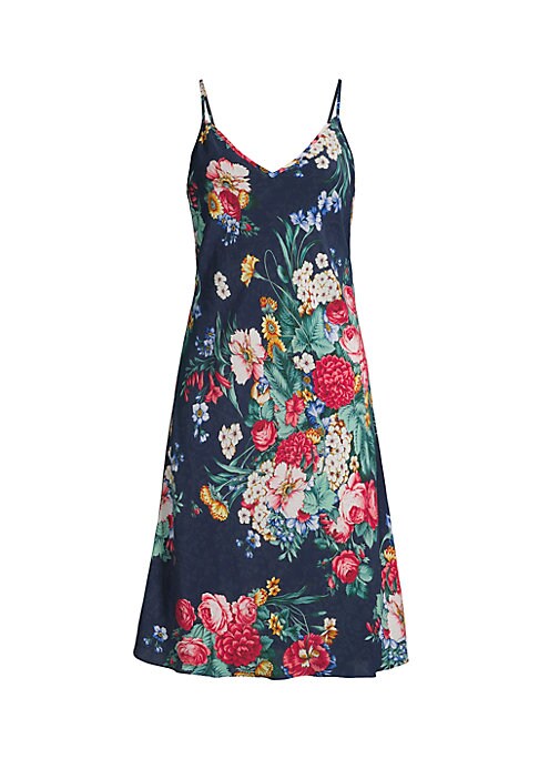 Floral Silk V-Neck Dress