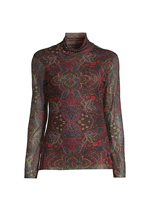 Paisley Fitted Turtleneck Top
