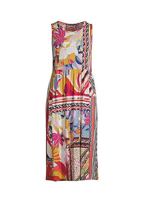 Printed Shift Midi-Dress