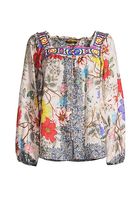 Floral Silk Statement Blouse