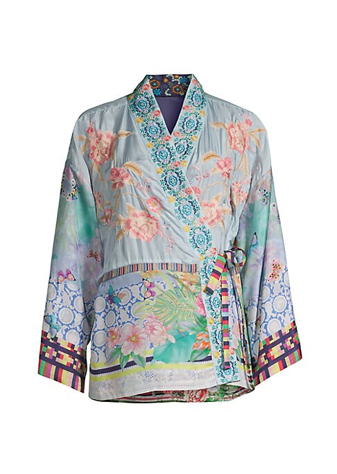 Floral Silk Wrap Kimono