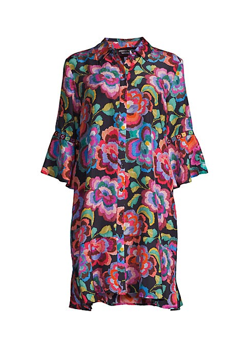 Floral Silk Shirt Dress