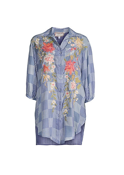 Floral Embroidered Silk Tunic