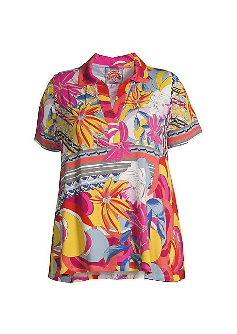 Floral Print Boxy Polo