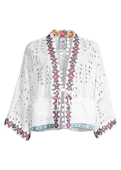 Vibrant Eyelet Kimono Jacket